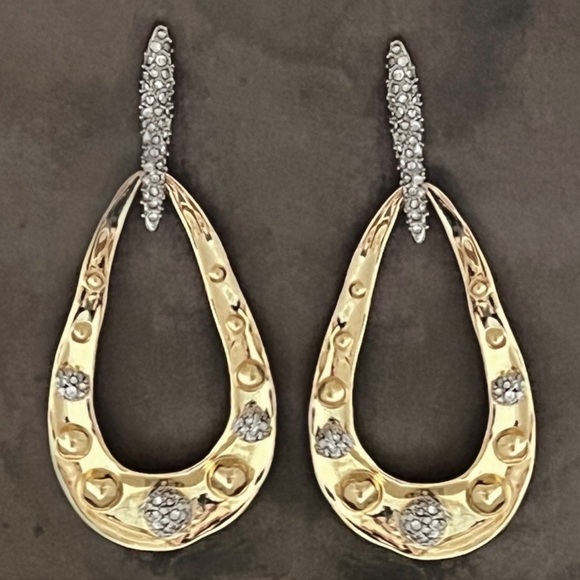 ALEXIS BITTAR • Gold Crystal Encrusted Molten Dot Liquid Link Earrings - Picture 9 of 9